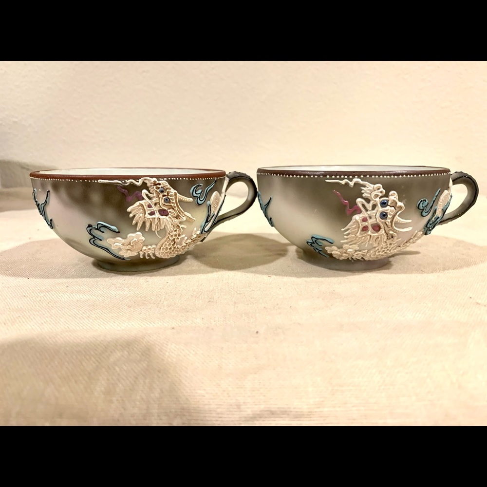 2 dragonware dragon ware moriage teacup cup
